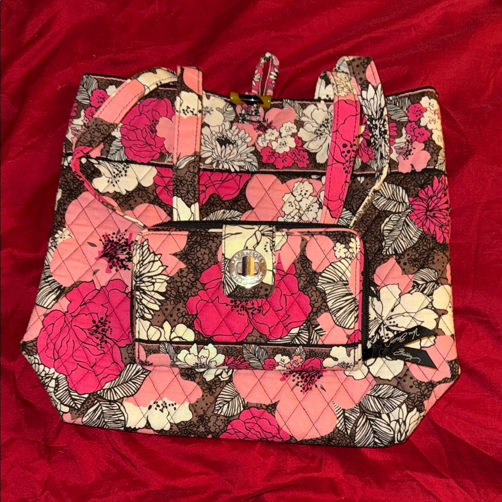 Vera Bradley Pink and Brown Floral Tote